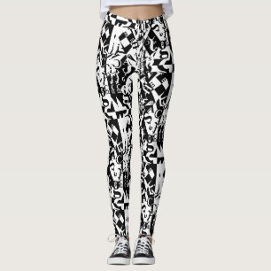 schwarze auf weißen auf schwarzen Leggings