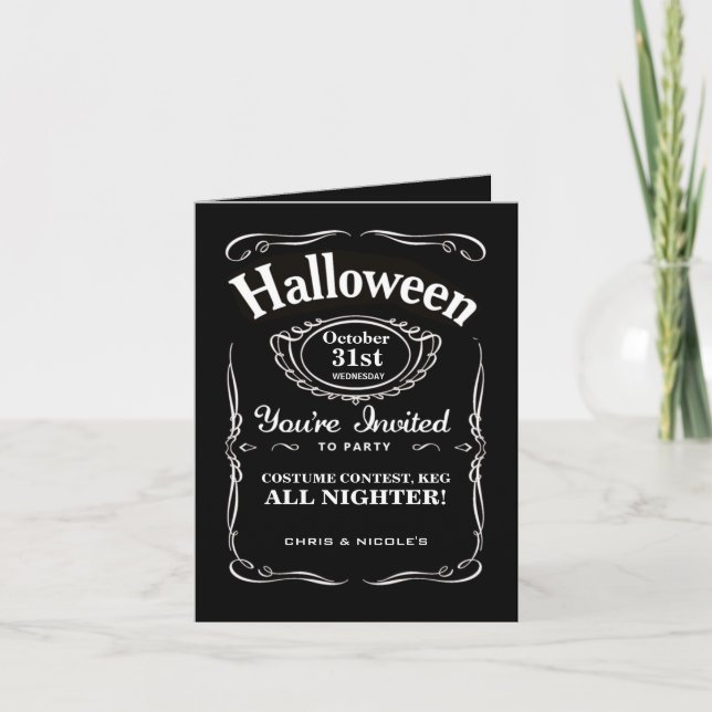 Schwarze Aufkleber-Halloween-Einladungen Einladung (Vorderseite)