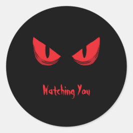 Schwarze Augen, die Beängstigende rote Augen sehen Runder Aufkleber