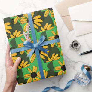 Schwarze Auges Susanne-Blumen Floral Geschenkpapier