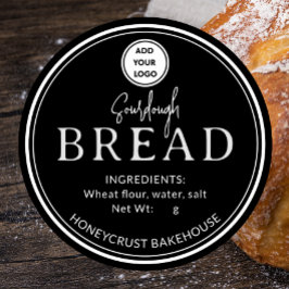 Schwarze Bäckerei-Sauerteig-Brot-Logo-Aufkleber Runder Aufkleber