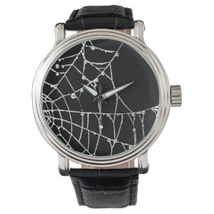 Schwarze Backgrund Spinnen-Netz-Grafik-Silhouette Armbanduhr