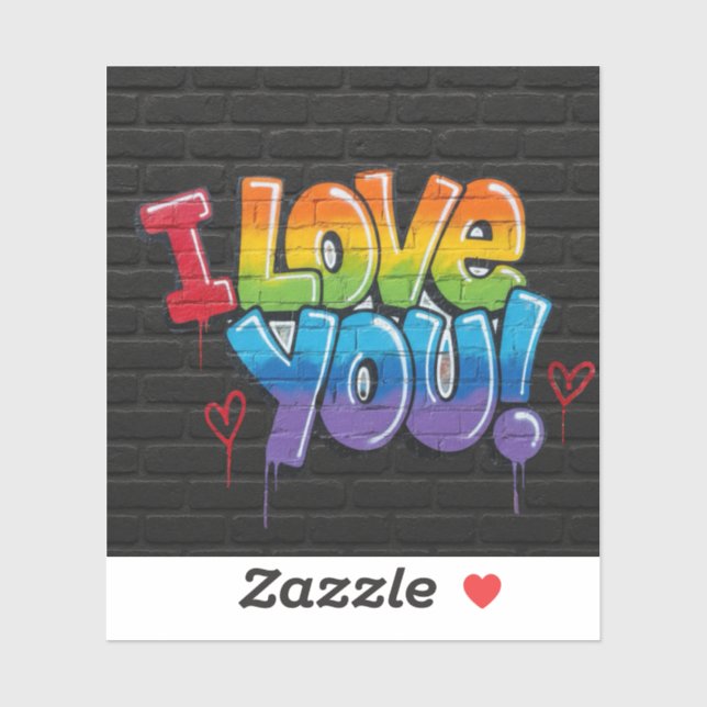 Schwarze Backsteingraffiti I Love You Aufkleber (Blatt)