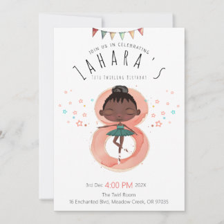 Schwarze Ballerina 8. Geburtstag Einladung