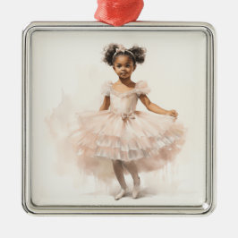 Schwarze Ballerina, blassrosa Tutu, Ponytails, Ban Ornament Aus Metall