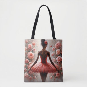 Schwarze Ballerina im roten Tutu mit Rosen Afrozen Tasche
