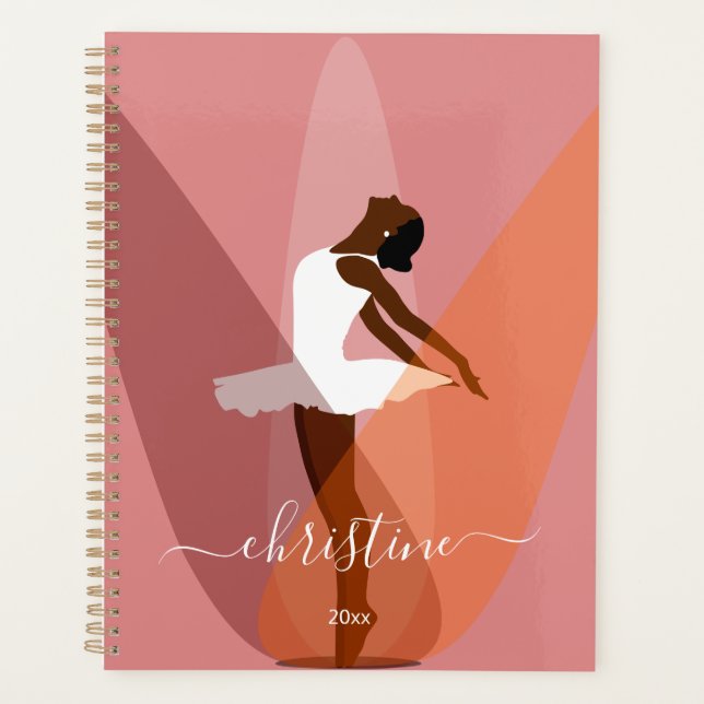 Schwarze Ballerina Moderne Name Minimale Abbildung Planer (Vorderseite)