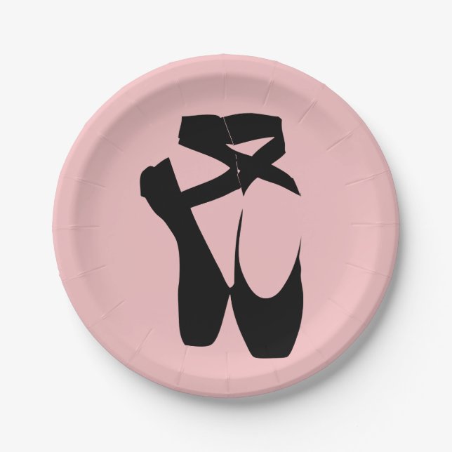 Schwarze Ballettschuhe Pappteller (Vorderseite)