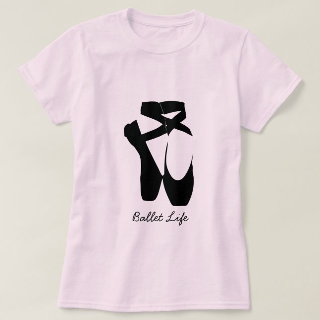 Schwarze Ballettschuhe T-Shirt (Design vorne)