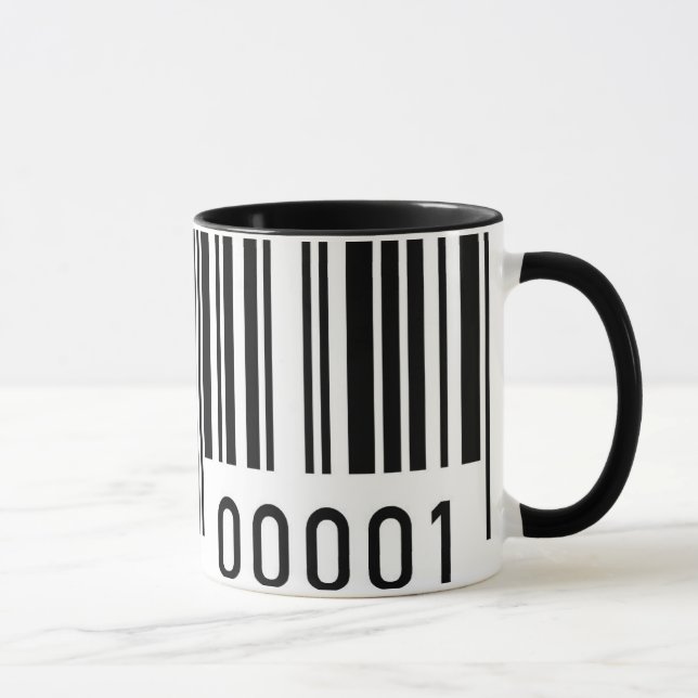Schwarze Barcode-Keramik-Tasse Tasse (Rechts)