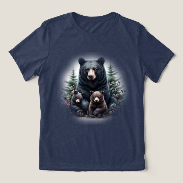 Schwarze Bären im Amid Forest Tri-Blend Shirt (Design Vorderseite)