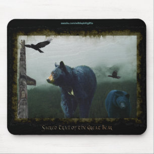 Schwarze Bären, Ravens und Totem-Pole Wildlife Mou Mousepad