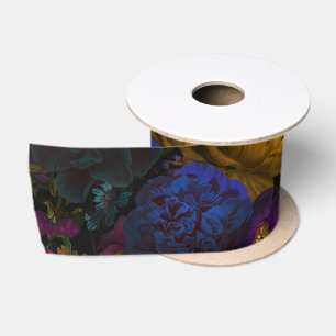 Schwarze, barocke Blume Satinband