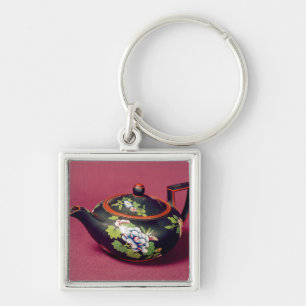 Schwarze Basaltteekanne Schlüsselanhänger