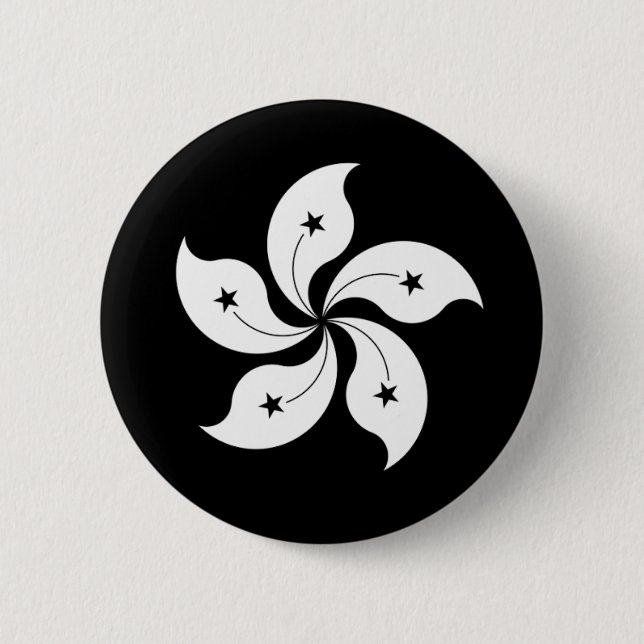Schwarze Bauhinienflagge Button (Vorderseite)