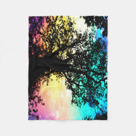 Schwarze Bäume farbenfrohe Raumdecke Fleecedecke