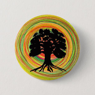 Schwarze Baumsun-Entwurfsbrosche Button