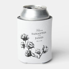 Schwarze Baumwollbolzen-Pflanze Etching Wedding Dosenkühler