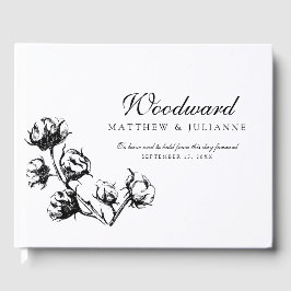 Schwarze Baumwollbolzen-Pflanze Etching Wedding Gästebuch