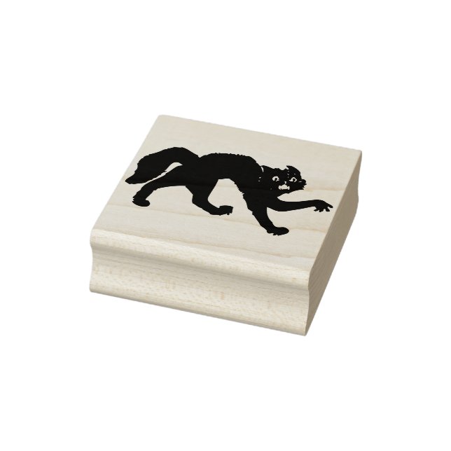 Schwarze beängstigende Katze Silhouette Briefmarke Gummistempel (Stempel)
