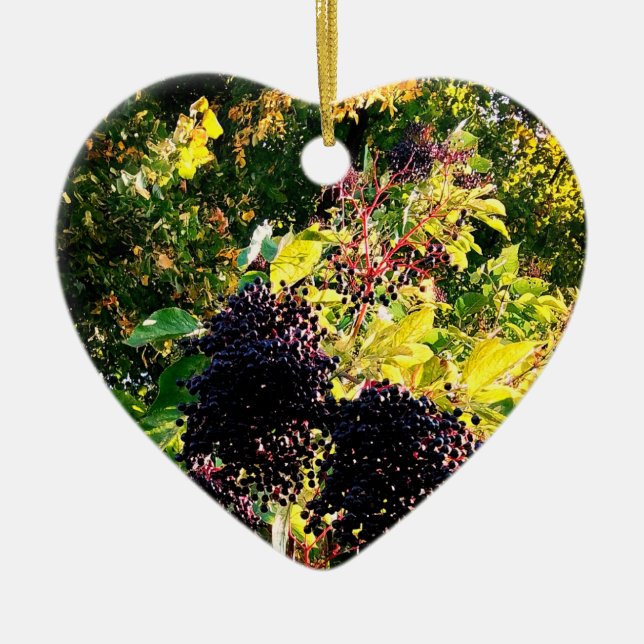 Schwarze Beeren Keramik Ornament (Vorne)