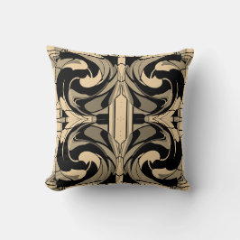Schwarze Beige Braune Blumenmosaik-Großfliesen Kissen
