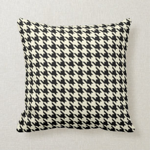 Schwarze beige Cream Pied De Poule Houndstooth Kissen
