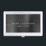 Schwarze berufliche metallische Folien-modernes Visitenkarten Dose<br><div class="desc">Schwarze Folien-metallischer rostfreier Stahl-Minimalistischer Geschäfts-Kartenhalter mit weißer mit Buchstaben gekennzeichneter Skriptunterzeichnungstypographie für das Monogramm. Die Folien-MetallVisitenkarte-Halter können mit Ihrem Namen besonders angefertigt werden. Treten Sie bitte mit dem Designer für kundengebundene zusammenpassende Einzelteile in Verbindung.</div>
