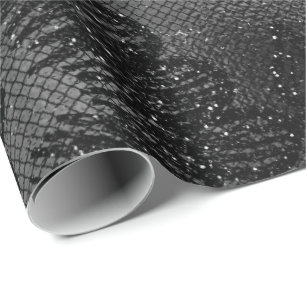 Schwarze bezaubernde Blumenspitze metallisches Geschenkpapier