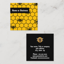 Schwarze Bienen auf gelben Waben Quadratische Visitenkarte