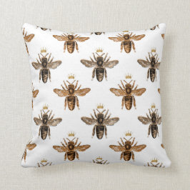 Schwarze Bienen auf Weiß Kissen