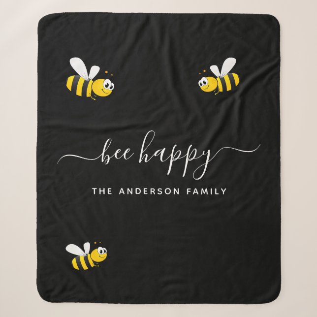Schwarze Bienen glückliche Hummeln Sommerspass Fam Sherpadecke (Vorderseite)