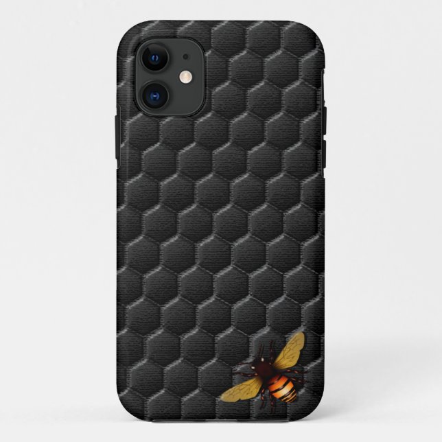 Schwarze Bienenwabe Case-Mate iPhone Hülle (Rückseite)