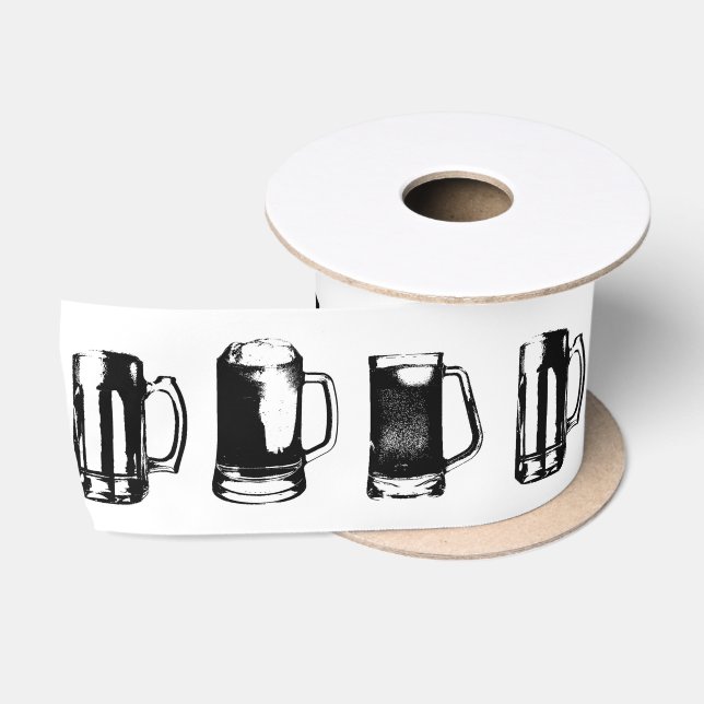Schwarze Bier-Tassen-Silhouette // Satinband (Spule)