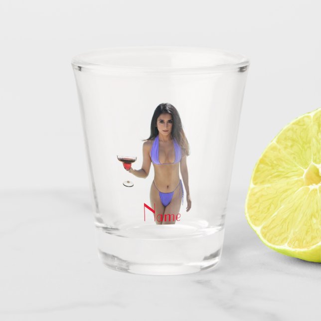 Schwarze Bikini Schönheit Thunder_Cove Schnapsglas (Vorderseite)