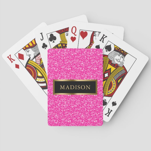 Schwarze Bilderrahmen-Karten mit Hot-Pink-Glitzer Spielkarten (Rückseite)
