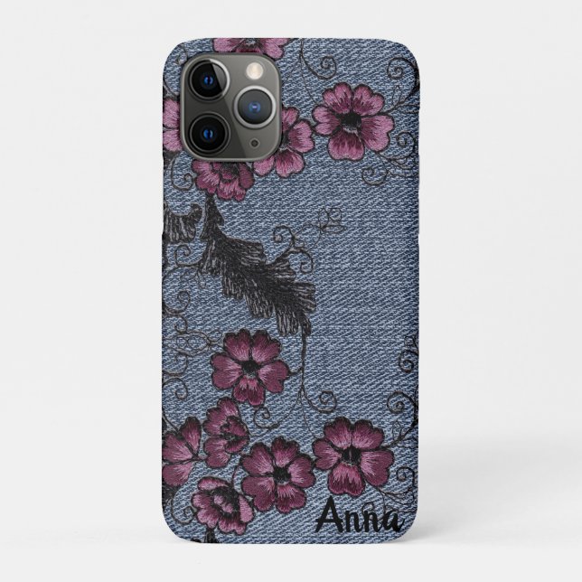 *~* Schwarze Bildlaufschriften Rosa Blume abstempe Case-Mate iPhone Hülle (Rückseite)