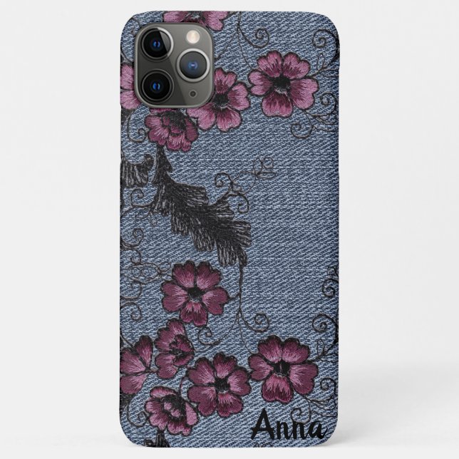 *~* Schwarze Bildlaufschriften Rosa Blume abstempe Case-Mate iPhone Hülle (Rückseite)