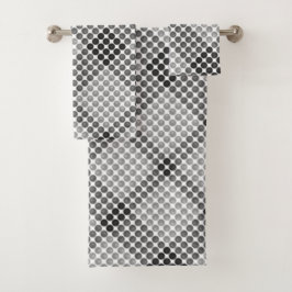 Schwarze bis graue Bälle oder Löcher, quadratisch  Badhandtuch Set