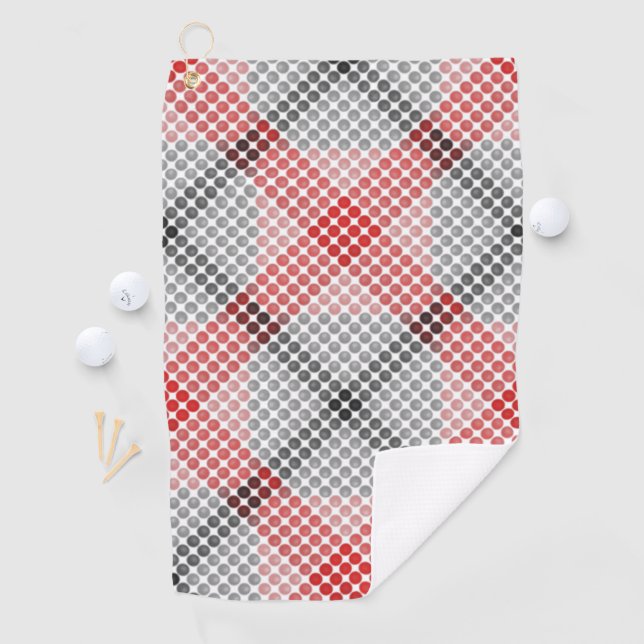 Schwarze bis rote Kugeln oder Löcher, die seltsame Golfhandtuch (Insitu)