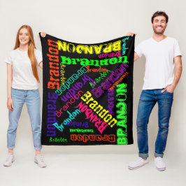 Schwarze Blanket farbenfrohe helle Neonnamenskolla Fleecedecke