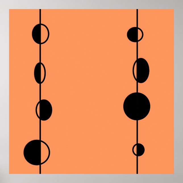 Schwarze Blasen und Linien auf "peach fuzz" Hinter Poster (Vorne)