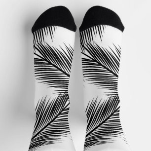 Schwarze Blätter auf weißem Hintergrund Socken