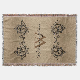 Schwarze Blätter Imitate Burlap - Familienname Decke