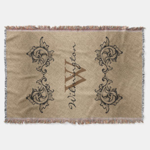 Schwarze Blätter Imitate Burlap - Familienname Decke
