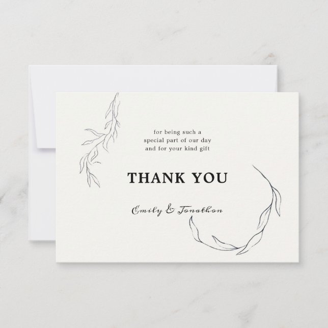 Schwarze Blätter von White Wedding Danke Foto (Vorderseite)