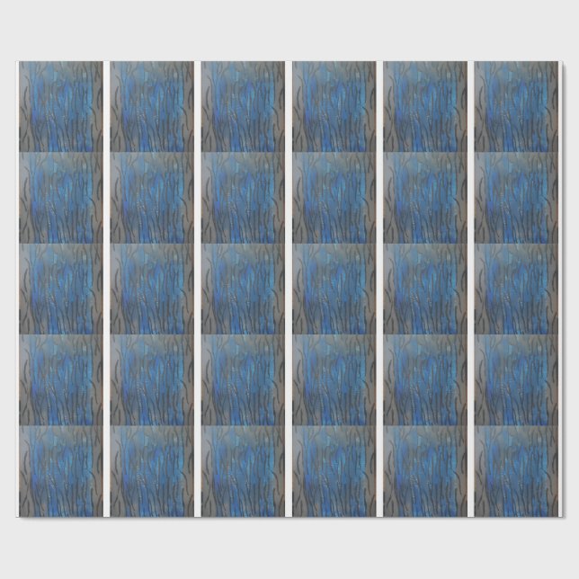 Schwarze Blaue Graue Linienkunst  Geschenkpapier (Flach)