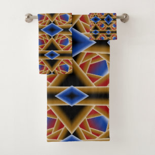 Schwarze Blaue Rote Goldene Ombre-Abgrund-Abstrakt Badhandtuch Set