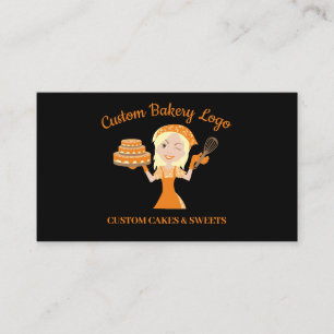 Schwarze blonde Chefin Tortenverziererin Bäckerei Visitenkarte
