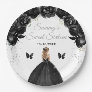 Schwarze Blondhaar-Prinzessin Sweet Sixteen Pappteller